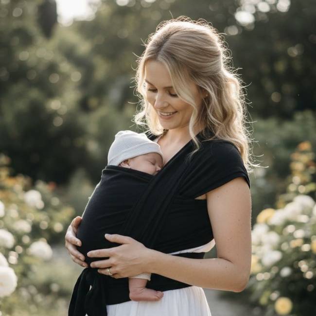 Baby Wrap Carrier - Black - All4Baby NZ