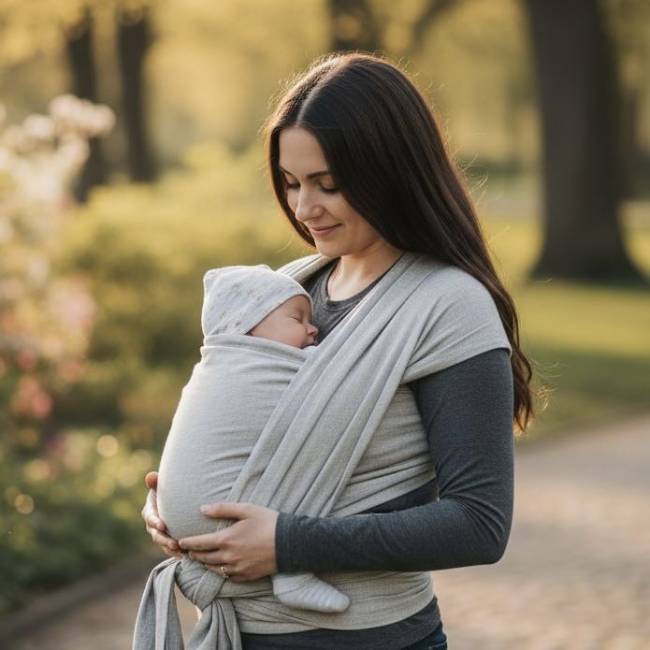 Baby Wrap Carrier - Light Grey - All4Baby NZ
