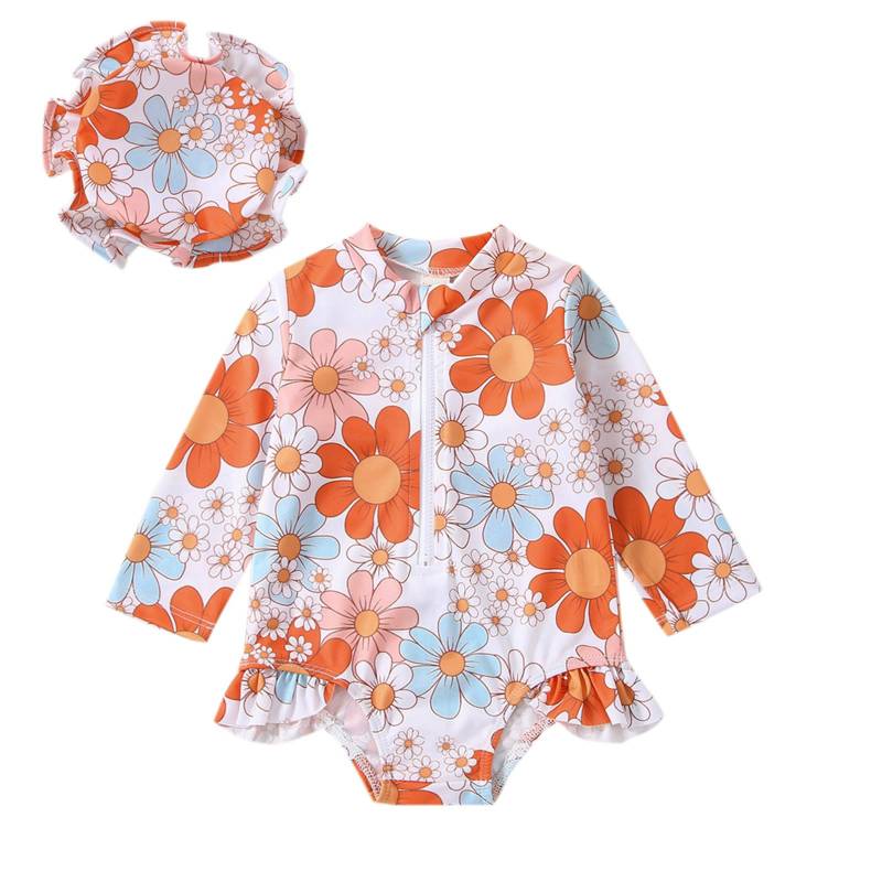 Baby Swimsuit - Baby Swimwear - Floral - All4baby NZ 